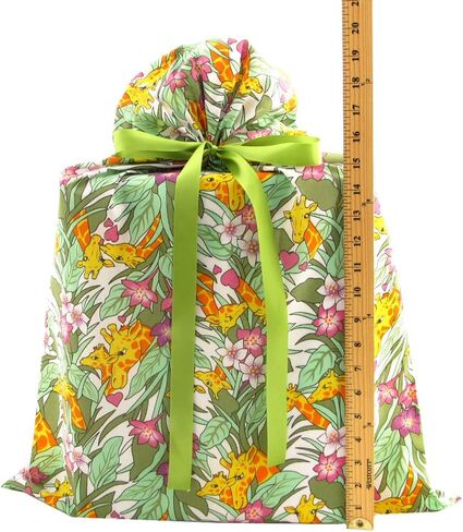 VZWraps Giraffes Reusable Fabric Gift Bag for Baby Shower or Birthday (Large, 20 Inches Wide by 27 Inches High) in Kuwait