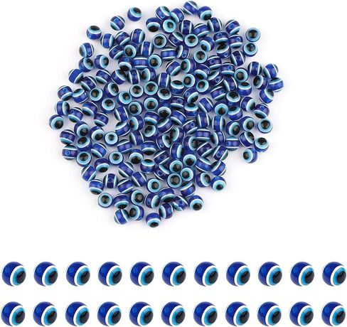 SAVITA 200pcs Blue Evil Eye Beads Eyeball Spacer Beads Handmade Resin Beads Charms for DIY Bracelets Necklace Jewelry Making (6mm/0.23inch) in Saudi Arabia