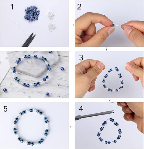 SAVITA 200pcs Blue Evil Eye Beads Eyeball Spacer Beads Handmade Resin Beads Charms for DIY Bracelets Necklace Jewelry Making (6mm/0.23inch) in Saudi Arabia