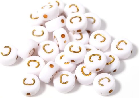100PCS Letter Beads White Round Acrylic Alphabet Beads Gold Letter S Beads for Jewelry Making Bracelets Necklaces Key Chains DIY 4X7mm in Saudi Arabia
