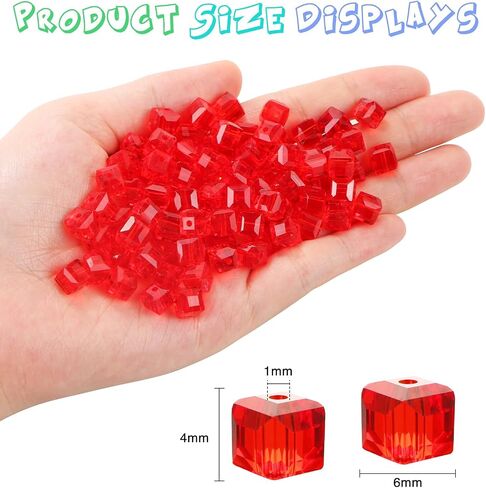 200 Pcs 4mm Cube Crystal Glass Beads for Jewelry Making, Square Crystal Beads with Box, Crystal Spacer Beads for DIY Craft Bracelets Charms Wind Chimes (Multicolor) in Saudi Arabia