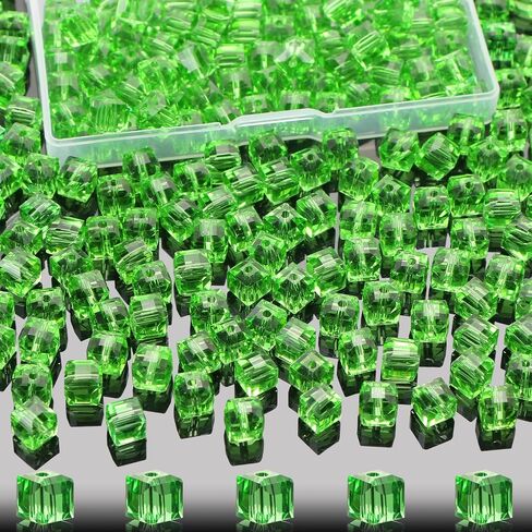 200 Pcs 4mm Cube Crystal Glass Beads for Jewelry Making, Square Crystal Beads with Box, Crystal Spacer Beads for DIY Craft Bracelets Charms Wind Chimes (Multicolor) in Saudi Arabia