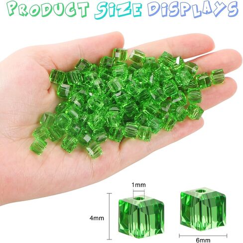 200 Pcs 4mm Cube Crystal Glass Beads for Jewelry Making, Square Crystal Beads with Box, Crystal Spacer Beads for DIY Craft Bracelets Charms Wind Chimes (Multicolor) in Saudi Arabia