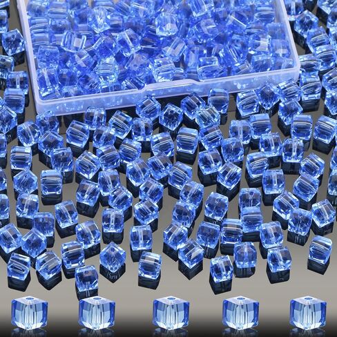 200 Pcs 4mm Cube Crystal Glass Beads for Jewelry Making, Square Crystal Beads with Box, Crystal Spacer Beads for DIY Craft Bracelets Charms Wind Chimes (Multicolor) in Saudi Arabia