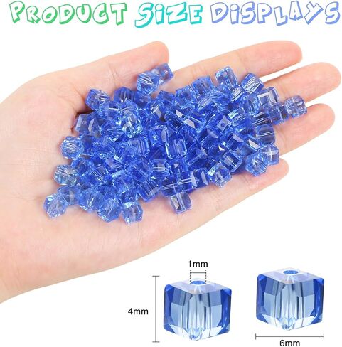 200 Pcs 4mm Cube Crystal Glass Beads for Jewelry Making, Square Crystal Beads with Box, Crystal Spacer Beads for DIY Craft Bracelets Charms Wind Chimes (Multicolor) in Saudi Arabia