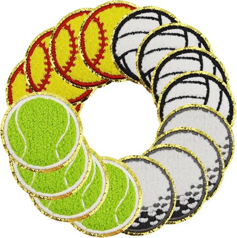 16PCS Tennis Ball Iron on Patches, Golf Baseball Volleyball Towel Embroidered Iron on Patches for Clothes, Custom Team Sports Applique for Hats, Jeans, Jackets, Bags, Backpacks, Dress (Set 2) in Saudi Arabia