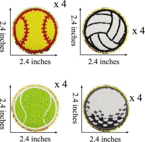 16PCS Tennis Ball Iron on Patches, Golf Baseball Volleyball Towel Embroidered Iron on Patches for Clothes, Custom Team Sports Applique for Hats, Jeans, Jackets, Bags, Backpacks, Dress (Set 2) in Saudi Arabia