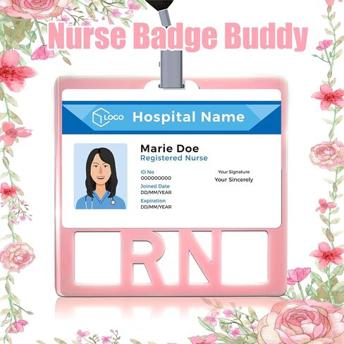 RN BADGE Buddy NAME NAME NAME شارة الشارة الأفقية علامات التعريف MORANDI COLOR BADDY لـ RN Nurse (Pink RN) in Kuwait