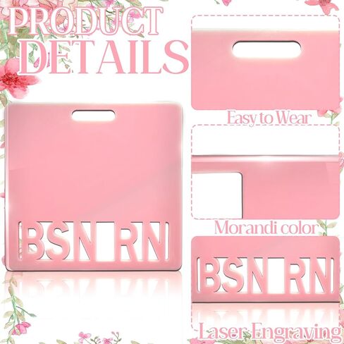 RN Badge Buddy Nurse Name Badge Horizontal Badge Identification Tags Morandi Color Badge Buddy for RN Nurse (Pink RN) in Kuwait