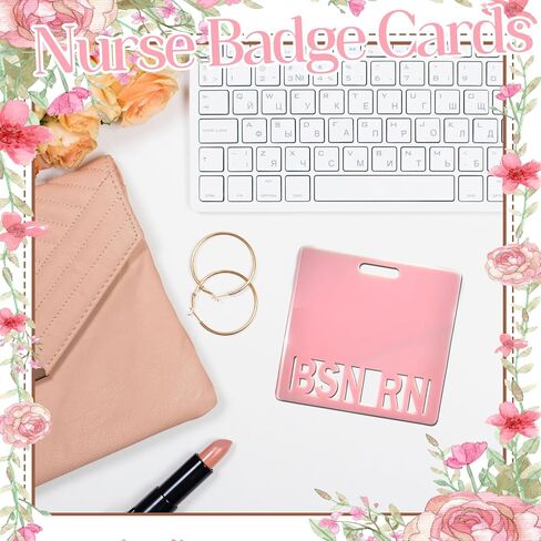 RN Badge Buddy Nurse Name Badge Horizontal Badge Identification Tags Morandi Color Badge Buddy for RN Nurse (Pink RN) in Kuwait