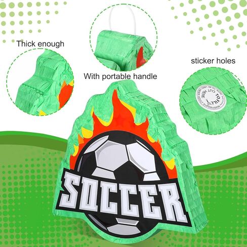 162 Pcs Soccer Piñata Soccer Party Favors with Blindfold Confetti Bat Mini Stress Balls Keychains Wristbands Whistles Eraser Slap Bracelet Stickers Sports Piñata Birthday Party Decorations in Kuwait