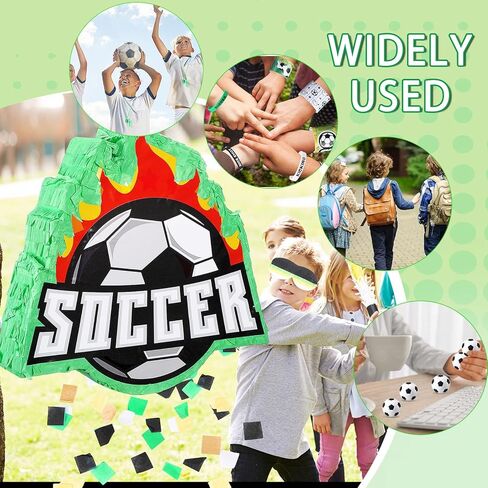 162 Pcs Soccer Piñata Soccer Party Favors with Blindfold Confetti Bat Mini Stress Balls Keychains Wristbands Whistles Eraser Slap Bracelet Stickers Sports Piñata Birthday Party Decorations in Kuwait