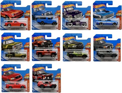 Hot Wheels 2021 Hot Trucks مجموعة كاملة من 10 مركبات Diecast 1/10 Thru 10/10 (إصدار بطاقة قصيرة) حزمة in Saudi Arabia
