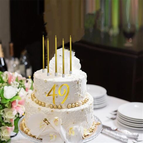 8 PCS Birthday Candles Cake Toppers Gold Glitter Happy Birthday Cake Toppers 49th Birthday Cupcake Toppers 49st Birthday Decorations for Boys Girls Women Men Wedding Anniversary Party Favors in Saudi Arabia