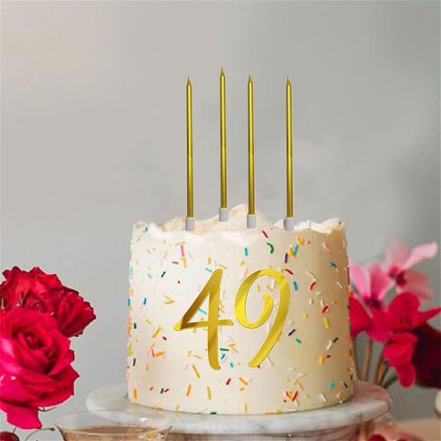 8 PCS Birthday Candles Cake Toppers Gold Glitter Happy Birthday Cake Toppers 49th Birthday Cupcake Toppers 49st Birthday Decorations for Boys Girls Women Men Wedding Anniversary Party Favors in Saudi Arabia