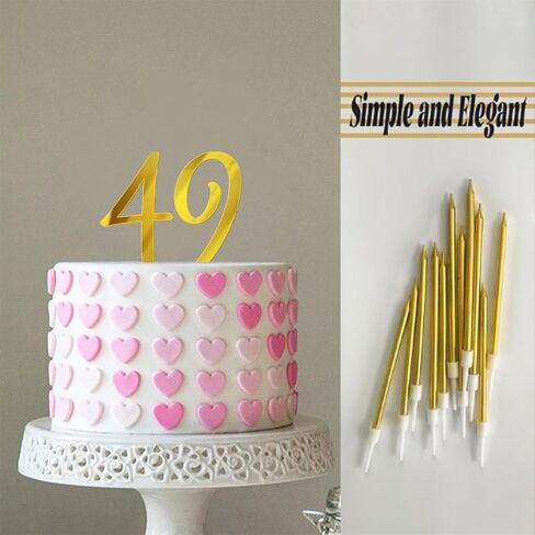 8 PCS Birthday Candles Cake Toppers Gold Glitter Happy Birthday Cake Toppers 49th Birthday Cupcake Toppers 49st Birthday Decorations for Boys Girls Women Men Wedding Anniversary Party Favors in Saudi Arabia