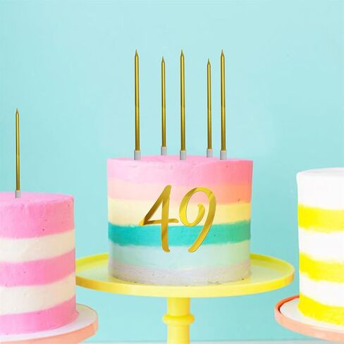 8 PCS Birthday Candles Cake Toppers Gold Glitter Happy Birthday Cake Toppers 49th Birthday Cupcake Toppers 49st Birthday Decorations for Boys Girls Women Men Wedding Anniversary Party Favors in Saudi Arabia
