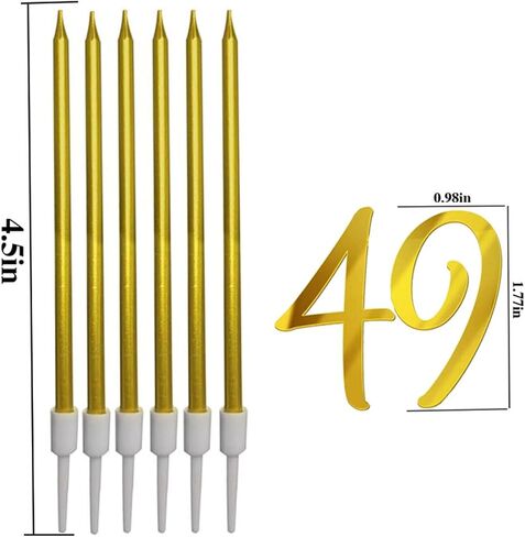 8 PCS Birthday Candles Cake Toppers Gold Glitter Happy Birthday Cake Toppers 49th Birthday Cupcake Toppers 49st Birthday Decorations for Boys Girls Women Men Wedding Anniversary Party Favors in Saudi Arabia