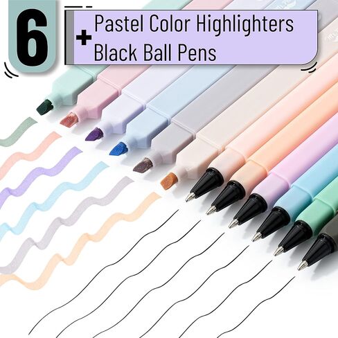 Mr. Pen- Aesthetic Highlighters and Pens No Bleed, 12 Pack, Pastel Color, Black Ink, No Bleed Highlighters for Bibles in Kuwait