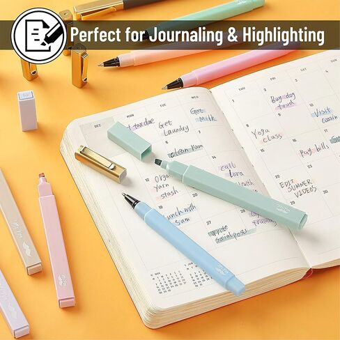 Mr. Pen- Aesthetic Highlighters and Pens No Bleed, 12 Pack, Pastel Color, Black Ink, No Bleed Highlighters for Bibles in Kuwait