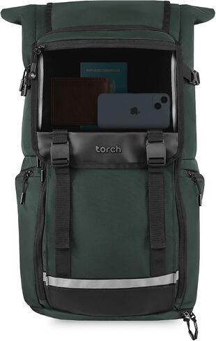 torch 35L Travel Backpack For Men Women - Carry On Flight Approved Bag Fits 15 Inch Laptop, Expandable Luggage Backpack with Rain Cover - Dinam (Black) in Saudi Arabia