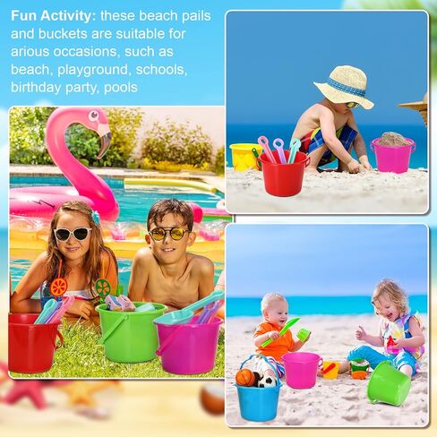 Leitee 50 Pieces Mini Plastic Sand Bucket for Kids 6.3 Inch Colored Small Beach Pail for Toddlers Summer Beach Toys Party Favors and Prize(Classic) in Saudi Arabia