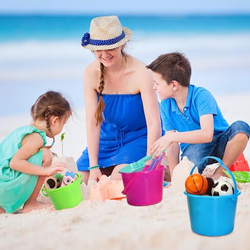 Leitee 50 Pieces Mini Plastic Sand Bucket for Kids 6.3 Inch Colored Small Beach Pail for Toddlers Summer Beach Toys Party Favors and Prize(Classic) in Saudi Arabia
