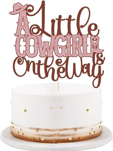 A Little Cowboy على الطريق Topper ، Wild Western Cowboy Baby Shower Cake Topper ، مزرعة زخرفة حفلة ، زخارف كعكة دش رعاة البقر ، حفلة استحمام الطفل الغربية (الأزرق) in Kuwait