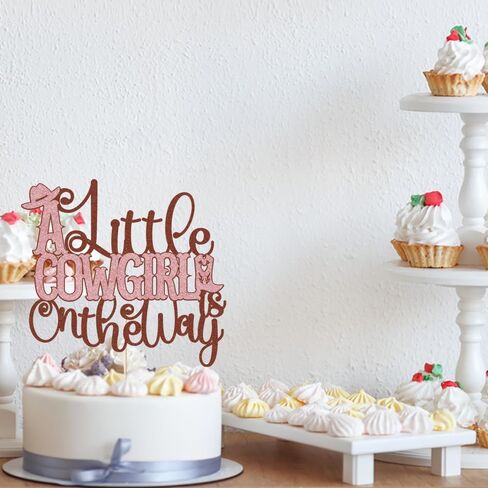 A Little Cowboy على الطريق Topper ، Wild Western Cowboy Baby Shower Cake Topper ، مزرعة زخرفة حفلة ، زخارف كعكة دش رعاة البقر ، حفلة استحمام الطفل الغربية (الأزرق) in Kuwait