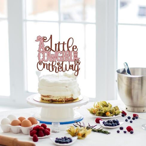 A Little Cowboy على الطريق Topper ، Wild Western Cowboy Baby Shower Cake Topper ، مزرعة زخرفة حفلة ، زخارف كعكة دش رعاة البقر ، حفلة استحمام الطفل الغربية (الأزرق) in Kuwait