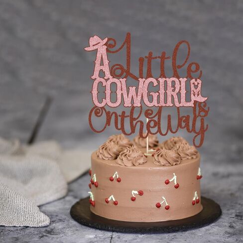 A Little Cowboy على الطريق Topper ، Wild Western Cowboy Baby Shower Cake Topper ، مزرعة زخرفة حفلة ، زخارف كعكة دش رعاة البقر ، حفلة استحمام الطفل الغربية (الأزرق) in Kuwait