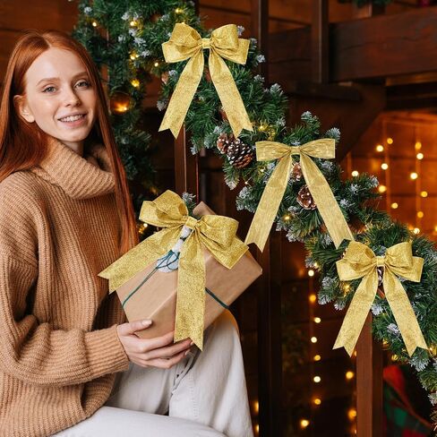 Wired Ribbon 2 Inch Two-Tone Glitter Crinkled Ribbon with Metallic Edge for Gift Wrapping Bow Making Wreaths Garland Valentine‘s Day Wedding Decorations 20 Yards (Gold) in Saudi Arabia