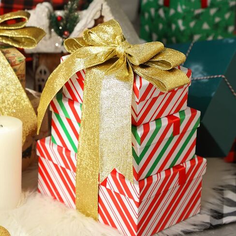 Wired Ribbon 2 Inch Two-Tone Glitter Crinkled Ribbon with Metallic Edge for Gift Wrapping Bow Making Wreaths Garland Valentine‘s Day Wedding Decorations 20 Yards (Gold) in Saudi Arabia