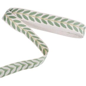 10 Yards Jacquard Ribbon Green Woven Ribbon Leaf Pattern Embroidery Webbing Strap Lace Trim for Sewing DIY Crafts Curtain Home Decor Backpack Straps Gift Bouquet Packaging (1inch)