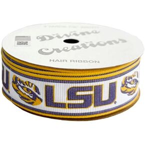 7/8" LSU Grosgrain Ribbon, Licensed by Divine Creations - Officially Licensed - 3 Yards (9 Feet)