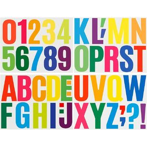 12 Sheets Large Alphabet Stickers,4 Inch Vinyl Letter Stickers,Self Adhesive Bulletin Board Alphabet Number Stickers for Posters,Mailboxes, Outdoor Decorations (Multi-Color)