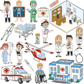 Doctor Sticker Sheets - Cute Dr Hospital Nurse Medical Stickers for Kids Teachers Students - 5 Sheet Pack (105 Pieces) - Offices, Classrooms