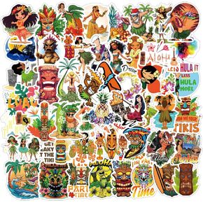 54Pack Luau Stickers, Luau Party Decorations, Waterproof Vinyl for Kids Girls Boys Teens Adults for Water Bottles Laptop Suitcase for Birthday Party Supplies Halloween Decoration Favors