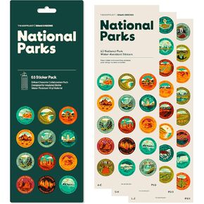 Parks National Parks 63 حزمة GeoProject X Erikas Chesonis لزجاجة ملصقات معزولة ، ملصقات حديقة وطنية مقاومة للماء ، مقاومة للانقضان ومقاومة