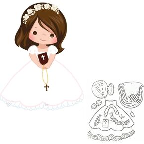Cute Girl Frame Metal Die Cuts,Beautiful Girl Frame Background Wedding Cutting Dies Cut Stencils for DIY Scrapbooking Album Embossing Paper Dies Card Making