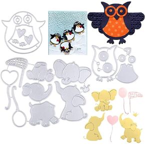 Cutting Dies for Card Making 3 Sets Cute Animals Metal, Elephant Owl Penguin Die Cutters DIY Craft Embossing Stencil for Scrapbook Paper Card Craft Album Paper Decoration