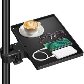 BILIONE Floor Lamp Tray with Crab Clamp, 10.6" x 7.8" Large Tray Shelf Clamp on Tall Standing Lamp Ultra-Convenient and Practical for Storage