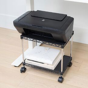 ZBRANDS Printer Stand, Mini, White, 15" x 10.6", Portable Electronic Device Stand for Small Spaces, 40lbs Capacity, Rolling Cart with Wheels, Home Printer Stand, Copier Stand