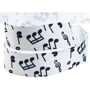 Prints Ribbon for Crafts Gift Package Wrapping, Hair Bow Clip Accessories Making, Crafting, Wedding Decor(10yd 7/8" Music Note Grosgrain Ribbon-White/Black)