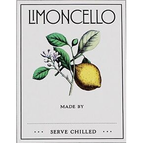 LIMONCELLO LABELS (leafy) - PACK OF 18. Approximately 2.15" x 2.8"