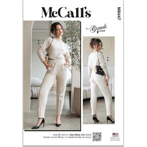 McCall's Misses' Knit Top and Oversized Sweatpants Sewing Pattern Packet by Brandi Joan, Design Code M8447, Sizes XS-S-M-L-XL, Multicolor