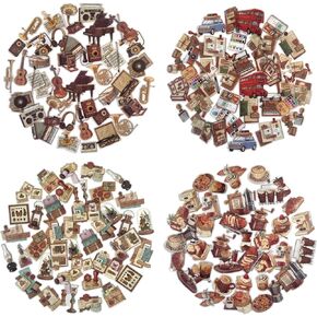 MAXLEAF 160PCS Vintage Clear Coffee Food Musical Instruments Stamps Scripts Journals Stickers for DIY Art Journals Scrapbook Planner Album Photo Decorations, Gifts for Journal Lovers