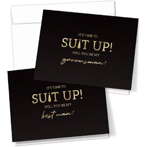 Hat Acrobat Modern Wedding Groomsman Invitation Cards, Grey and White, 10 Pieces