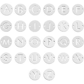 UNICRAFTALE Stainless Steel Alphabet Link Charms from A to Z Letter Pendants Connectors for Earring Bracelet Necklace Flat Round Metal Pendant DIY Earring Bracelet Making