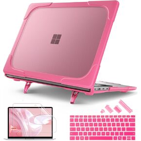 May Chen for Microsoft Surface Laptop 13.8 inch, 2024 Windows 11 AI + PC, 7th Edition Touchscreen Display, [Heavy Duty][Dual Layer] Kickstand Hard Case Cover with Rubberized TPU Bumper, Rose